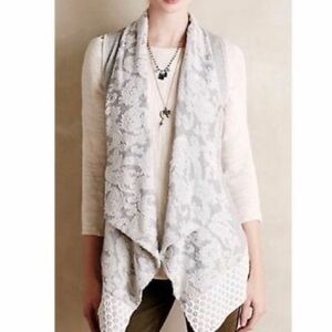 Anthropologie Saturday Sunday Gray Jacquard Vest Size Small